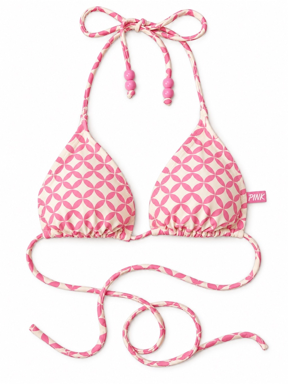 Y2K Victoria's Secret PINK Beaded Geometric Triangle String Bikini Top XS